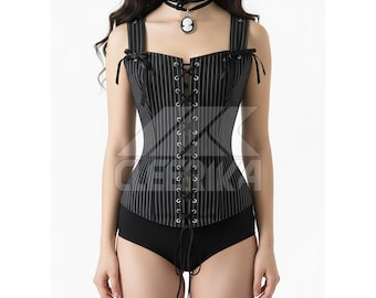 Victorian-Inspired Pinstripe Corset Top
