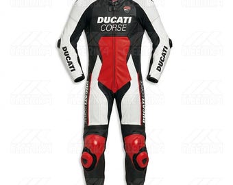 Motorbike One Piece Ducati Corse Racing Leather Suit All Sizes available