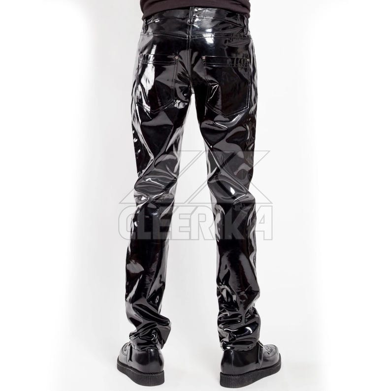PVC Goth Punk Vampire Gothic Black Slim Shiny Pants - Etsy