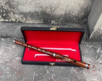 Natural Finish Rosewood Irish Flute 2 part flute Scottish Wooden Flute + Carry Case