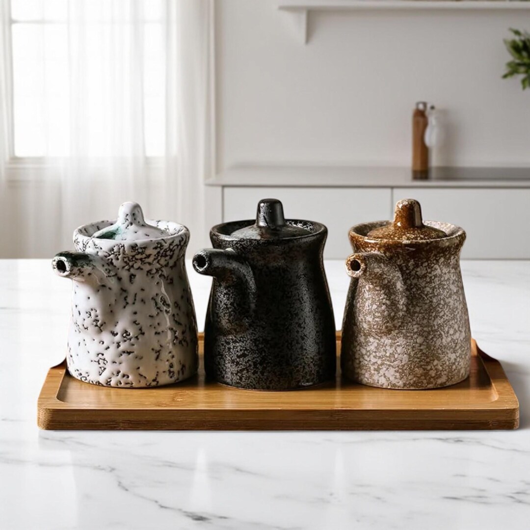 BESTonZON Japanese Style Ceramic Seasoning Pot - Soy Sauce & Oil Dispenser For Kitchen - View #9