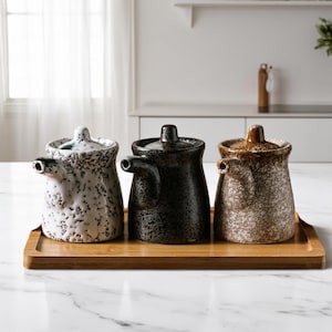 Japanese Ceramic Soy Sauce Pot | Retro Vinegar Bottle | Sushi Tableware Seasoning Jar | Oil Dispenser | Kitchen Essentials Decor