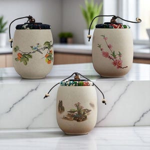Japanese Ceramic Tea Jar | Sealed Food Storage Canister | Loose Tea, Coffee, Spice Container | Airtight Kitchen Jar Gift Decor