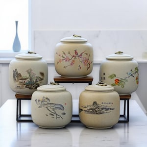 Japanese Ceramic Tea Jar | Handmade Moisture-Proof Caddy | Sealed Pu&#39;er Storage Canister | Luxury Tea Box | Kitchen & Gift Jar