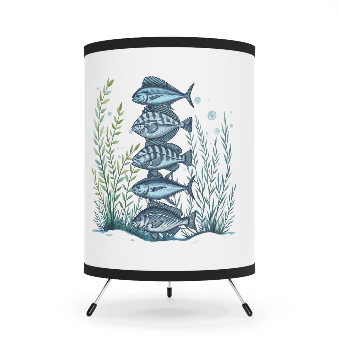 Underwater Scene Tripod Lamp, Coastal Home Decor, Ocean-themed Lighting ...