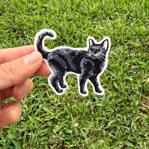 Toppa ricamata con gatto nero - STIRO DA APPLICARE