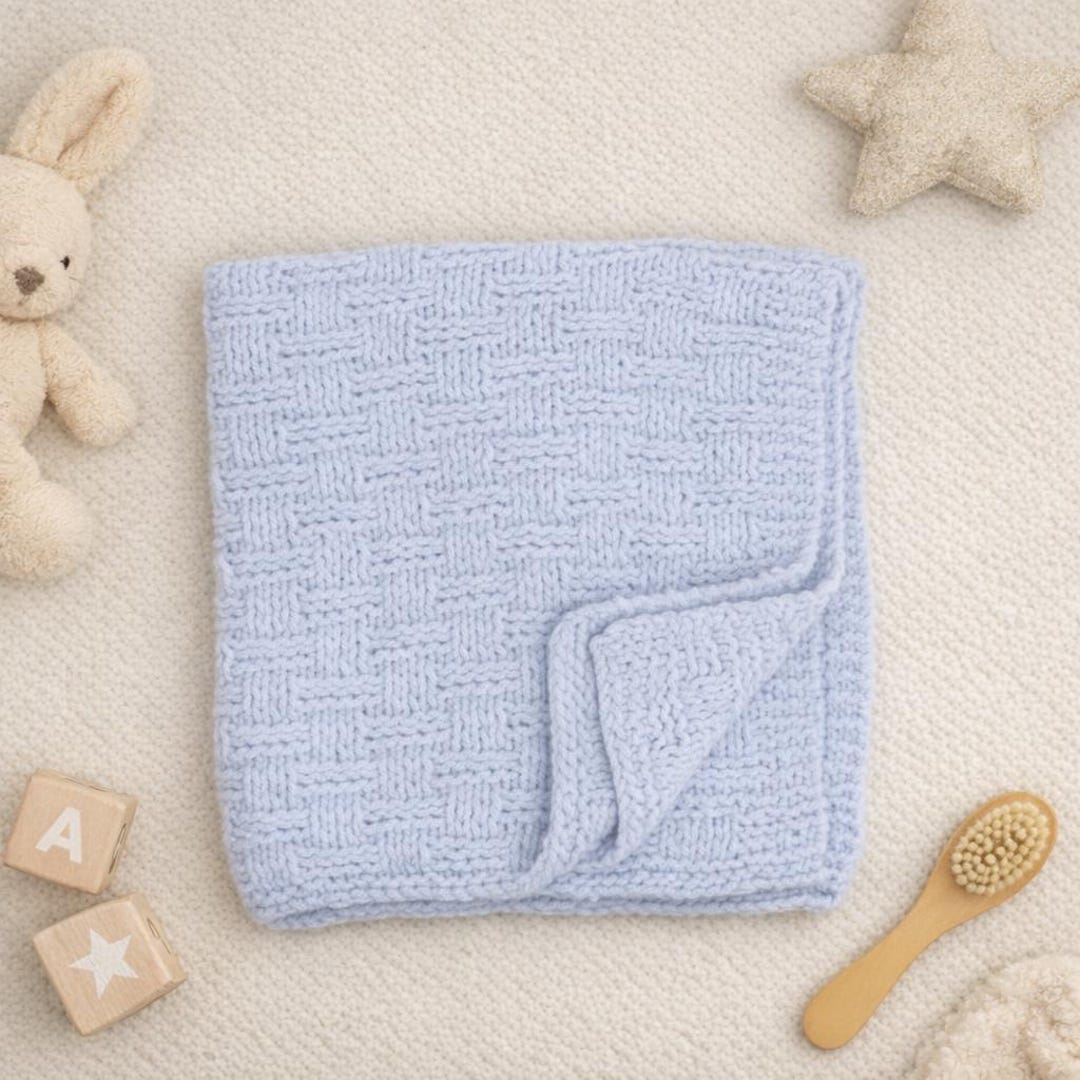 Easy Beginner Baby Blanket Knitting Patterns, Basket Stitch Throw, PDF ...