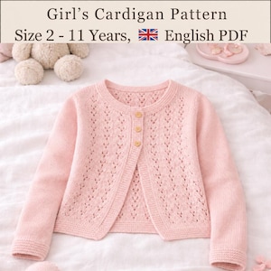 Children's Cardigan Knitting Pattern, Kids Jackets, Age 2 - 11 Years, PDF Download