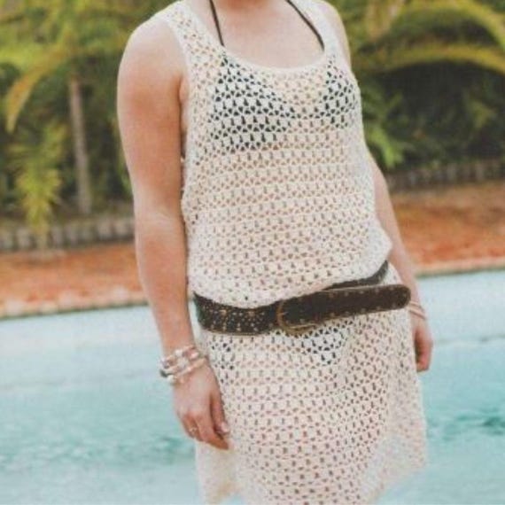 Ladies Beach Dress Slipover Cover Up Crochet Patterns, Womens Jumpers,  Small - XL, PDF Download