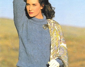 Ladies Jumper Knitting Patterns, Women's Sweaters, Size 30-42" Chest, PDF Download