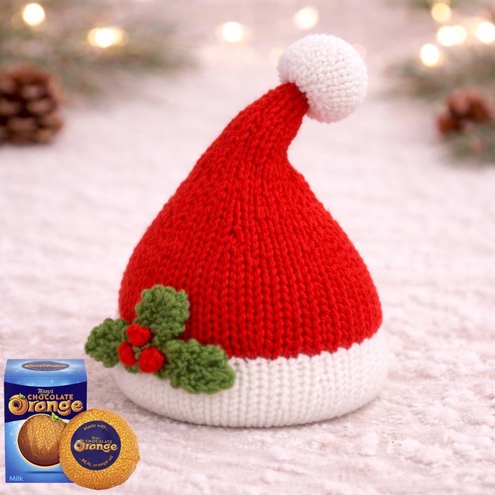 Santa Hat Christmas Chocolate Orange Cover Knitting Patterns
