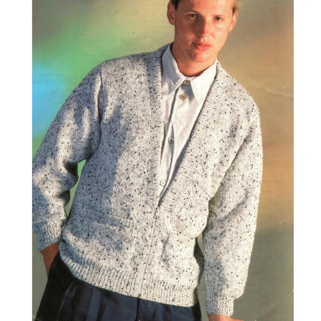 Men's Cardigan Knitting Patterns, Mens Jackets, Size 36