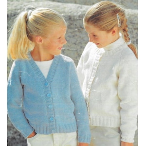 Childrens Cardigan Knitting Patterns, Kids Jackets, Size 1 - 12 Years, PDF Download