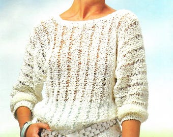 Ladies Chunky Sweater Knitting Patterns, Easy Women's Jumpers, 30-38" Chest, PDF Download