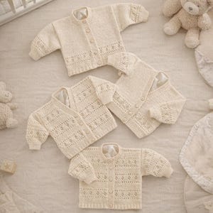 Breipatronen voor babyvestjes, babyjasjes, voor premature baby's tot 12 maanden, PDF-download