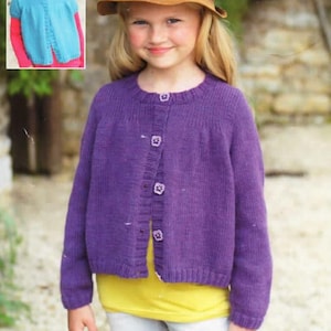 Toddlers and Childrens Cardigan Round Neck, Vintage Knitting Pattern, PDF, Digital Download, Knitted Cardigan Pattern Download