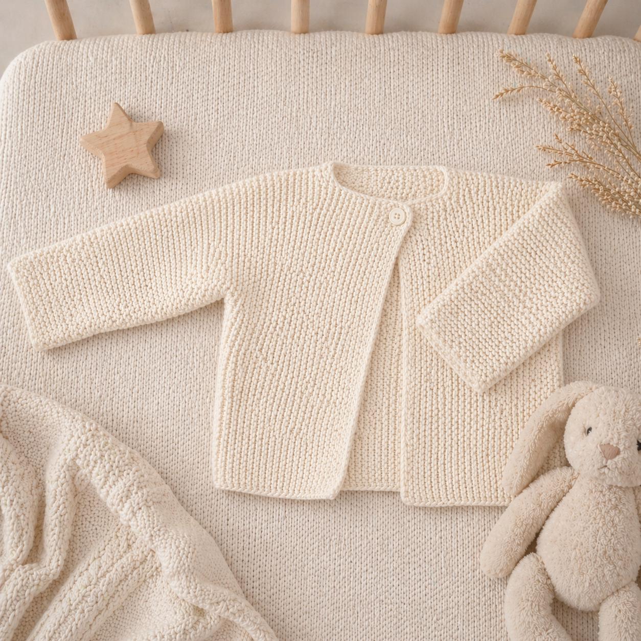 Very Easy Baby Garter Stitch Cardigan Knitting Patterns, Size 20