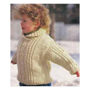 Child&#39;s Cable Sweater Knitting Pattern Download PDF, Aran (Worsted weight) Instant Download, Age 4 - 10 years, Kids Jumper Pattern Download