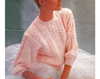 Ladies Jumper Knitting Patterns, Women's Sweaters, Size 32" - 40" Chest, PDF Download