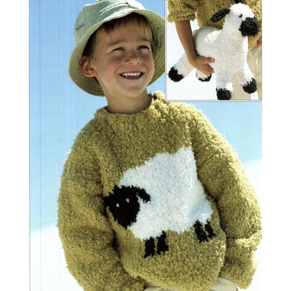 Baby Childrens Easter Lamb Jumper Toy Knitting Patterns, Kids Sweaters, 0 - 6 years, PDF Download