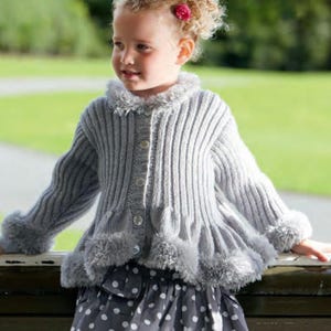 Girls Frilly Cardigan Knitting Pattern: Children&#39;s Knit PDF (Age 1-10 Years)