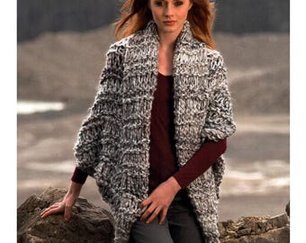 Easy Ladies Chunky Cardigan Knitting Patterns, Womens Jackets, 32-40" Chest, PDF Download