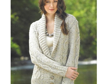 Ladies Cable Cardigan Knitting Patterns, Women's Jackets, Size 32-42" Chest, PDF Download