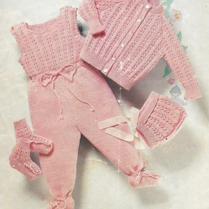 Classic Baby Cardigan Romper Bootees Hat Knitting Pattern, Suitable for size approx. 3 - 18 months, Baby Cardigan Pattern, Baby Knitting