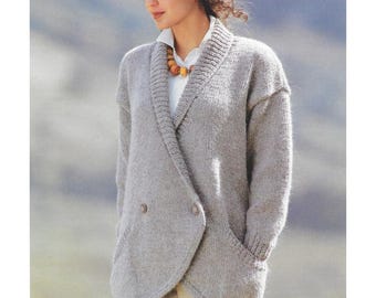 Ladies Chunky Cardigan Knitting Patterns, Beginner Women's Jackets, 30-40" Chest, PDF Download