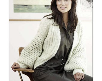 Easy Ladies Chunky Cardigan Knitting Patterns, Women's Jackets, Size 34" - 42" Chest, PDF Download