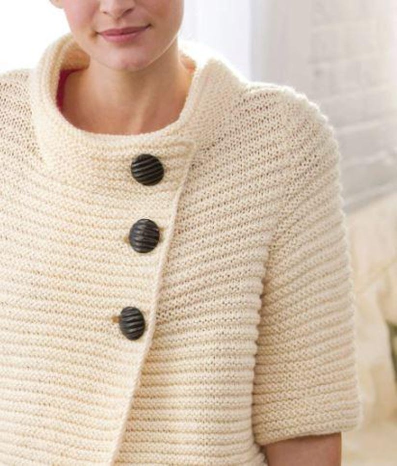 Modelli facili per cardigan a coste, giacche da donna per principianti, petto da 38 a 54", download PDF immagine 9