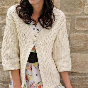 Damen Strickjacke mit Zopfmuster Muster PDF Download, Grösse 80 - 120 cm, Handgestrickter Damenpullover, Pullover Stricken PDF