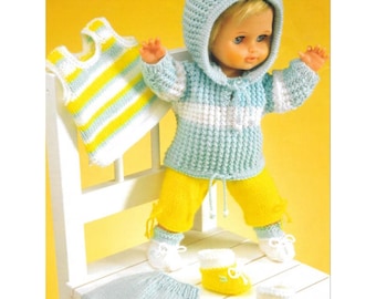 Easy Doll Clothes Knitting Patterns, 12" - 22" Dolls, PDF Download
