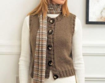 Chunky Waist Coat Vest Knitting Patterns, Women's Sweaters, 28-62" Chest, PDF Pattern