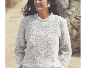 Very Easy Ladies Jumper Knitting Patterns, Women's Sweaters, 30-42" Chest, PDF Download