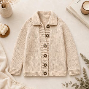 Easy Chunky Cardigan Knitting Patterns, Women's Jackets Hats, 32" - 42" Chest, PDF Download