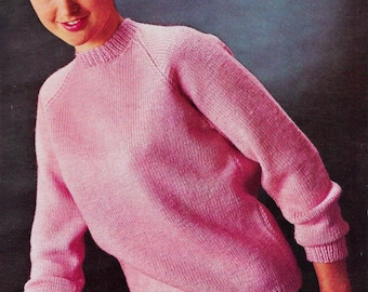 Ladies Sweater Knitting Patterns, Women's Jumpers, Size 32-42" Chest, PDF Download