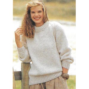Very Easy Chunky Jumper Knitting Pattern: Beginner Women&#39;s Jumper (PDF Download 30-42&quot; Chest)