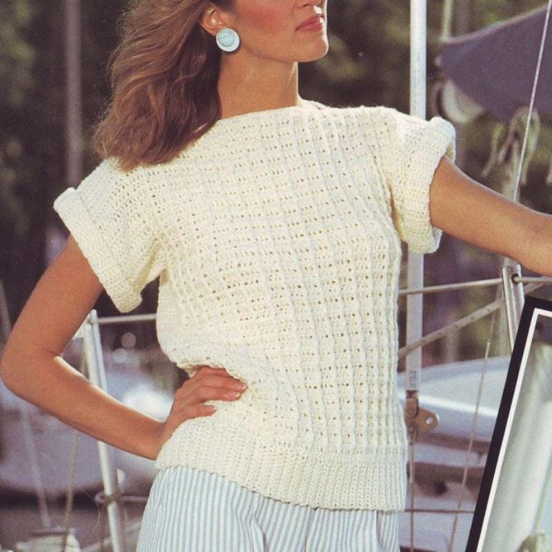 Ladies Sweater Vest Crochet Pattern, Size 32-52"