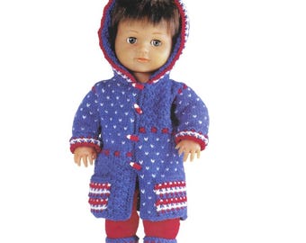 Dolls Clothes Knitting Pattern, Size 12" - 22" Dolls Height, PDF Download