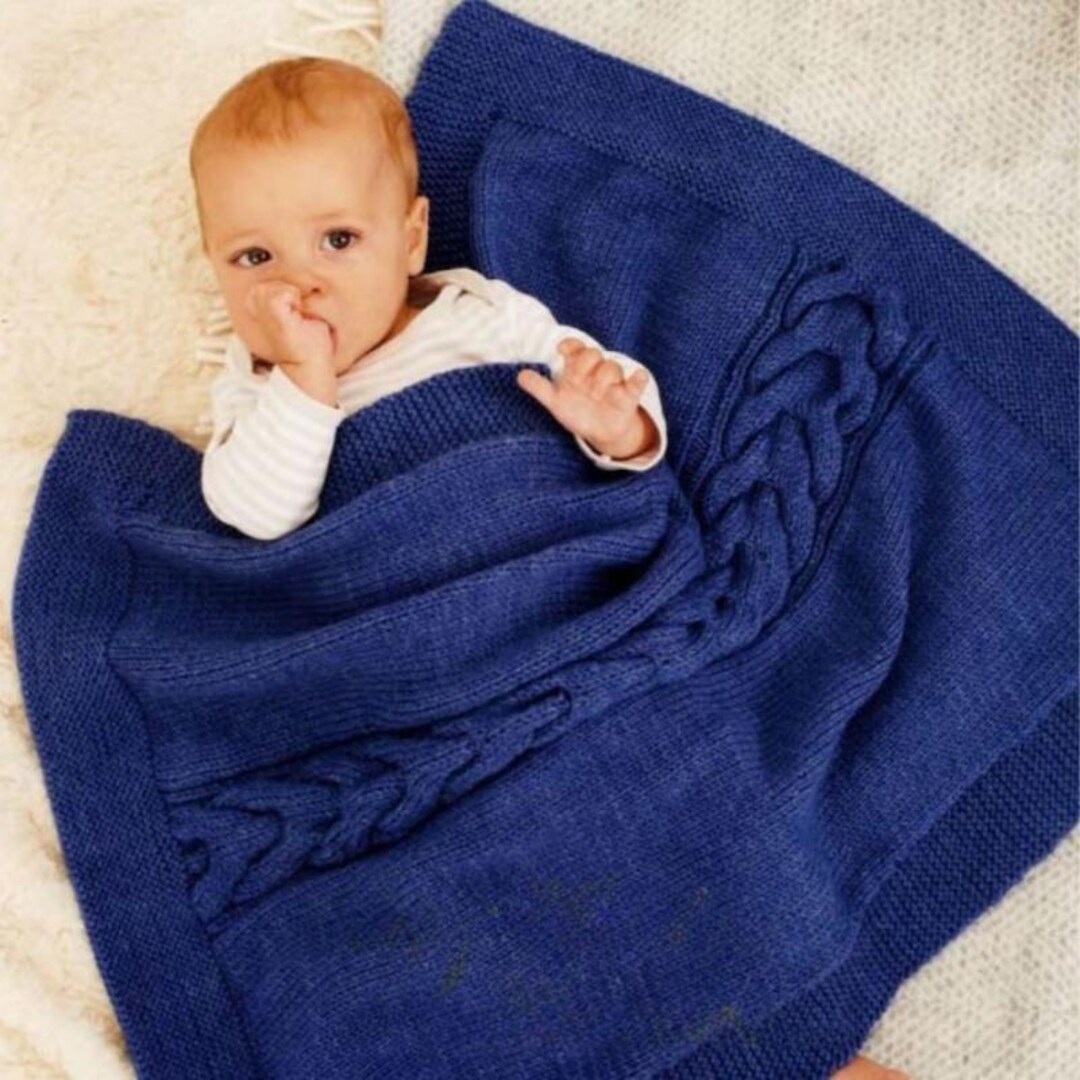 Cable Knit Baby Blanket Knitting Patterns, Baby Shawls, PDF Download - Etsy