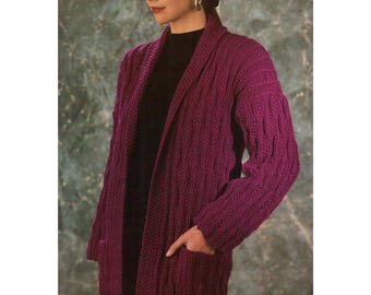 Easy Ladies Chunky Cardigan Knitting Patterns, Women's Jackets, Size 30" - 40" Chest, PDF Download