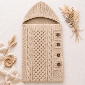 Baby Cable Sleeping Bag Knitting Patterns, 0 - 18 Months, PDF Download