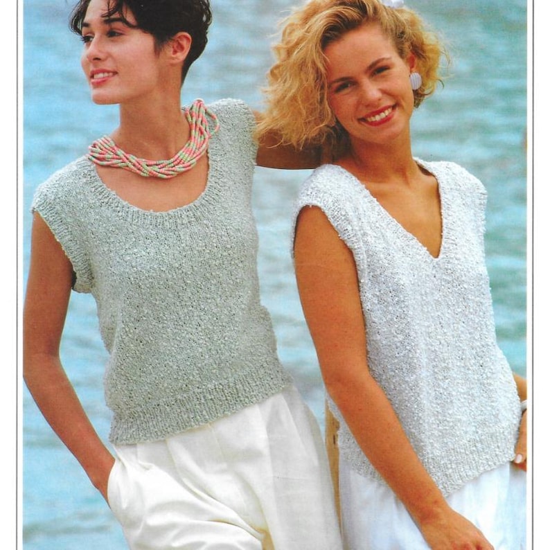 Ladies Sweater Vest Slipover Knitting Patterns, Women's Jumpers, Size 30-40" Chest, PDF Pattern image 5