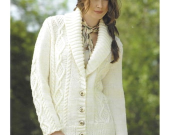 Ladies Cable Cardigan Knitting Patterns, Women's Jackets, Size 32-42" Chest, PDF Download