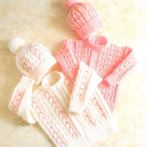 Baby Childrens Cardigan Sweaters and Hats Knitting Pattern Download,  Suitable From Birth to 4 years, Hand Knitted Baby Cardigan Patterns