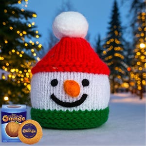 Snowman Christmas Chocolate Orange Cover Knitting Pattern, Mince Pie Cover, PDF Download