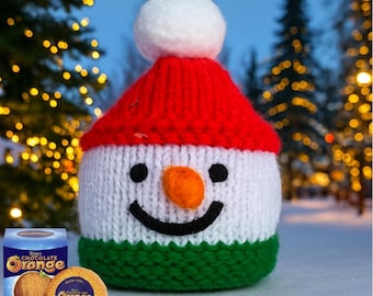 Snowman Christmas Chocolate Orange Cover Knitting Pattern, Mince Pie Cover, PDF Download