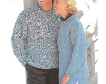 Chunky Women's Jumper Knitting Patterns, Easy Beginner Sweaters, 26-44" Chest, PDF Download