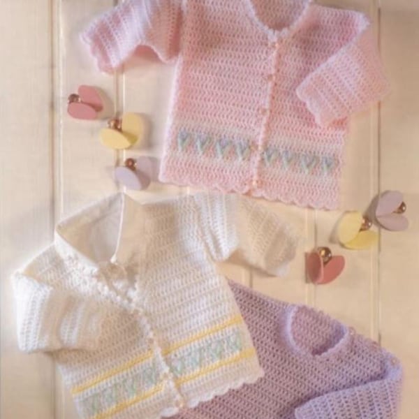 Moldes de crochê para casaquinhos de bebê, jaquetas para bebês, de recém-nascidos a 6 anos, download em PDF